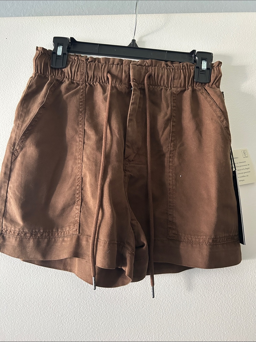 Nicole Miller Brown High-Waist Drawstring Shorts
